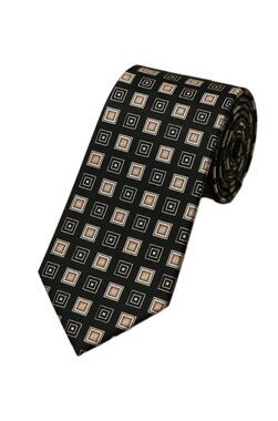 Vtg Roberto Villini Collezione Geometric Square Pattern Silk Necktie 59x4"